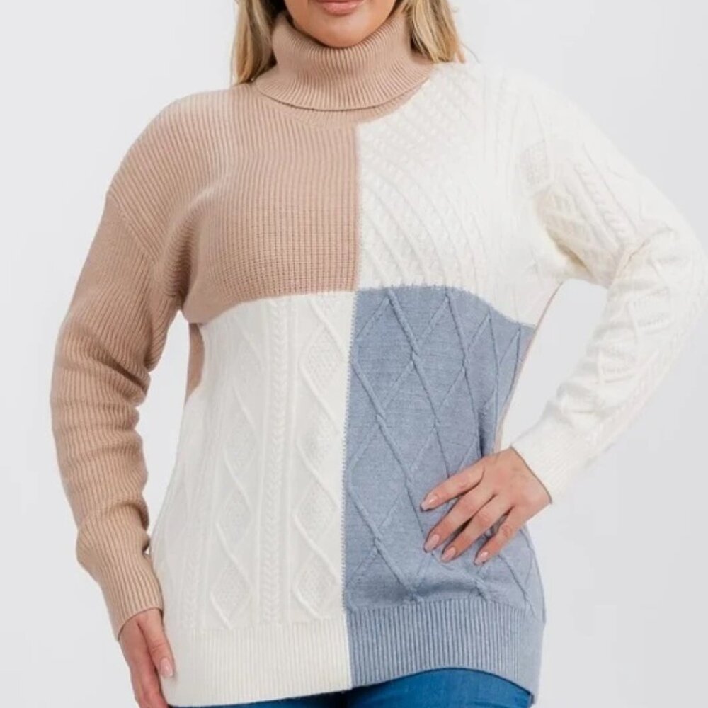Long Sleeve Turtleneck Multi Collor Sweater